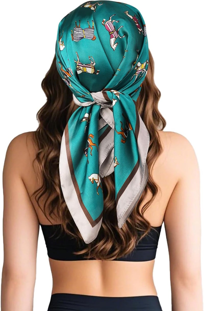 Sumolux Head Hair Scarf for Women Like Satin Silk Scarf Bandana Hair Wrapping Night Large Square Scarves 27.5" - Image 4